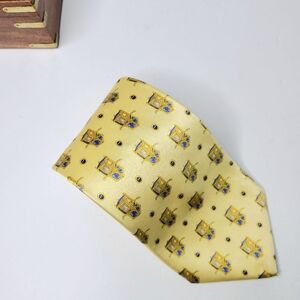Faberge Handmade Yellow Print Silk Vintage Tie
